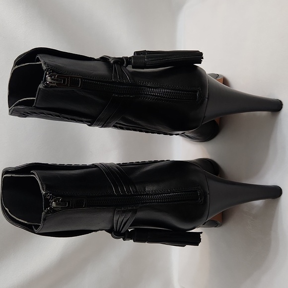 Coach Jessie Silky Nappa Black Leather Heeled Tassell Booties (W Size 10) - Picture 5 of 16